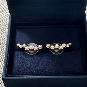 Elegant Gold Tone Faux Pearl Earrings